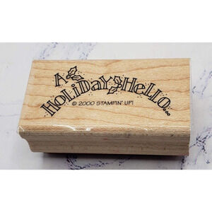 Stampin' Up! A Holiday Hello Christmas Holly Berry Leaves Mounted Rubber Stamp